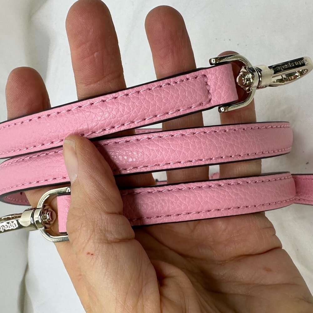Kate Spade New York Pink Leather Purse Strap‎ Silver Clips Adjustable 36 in